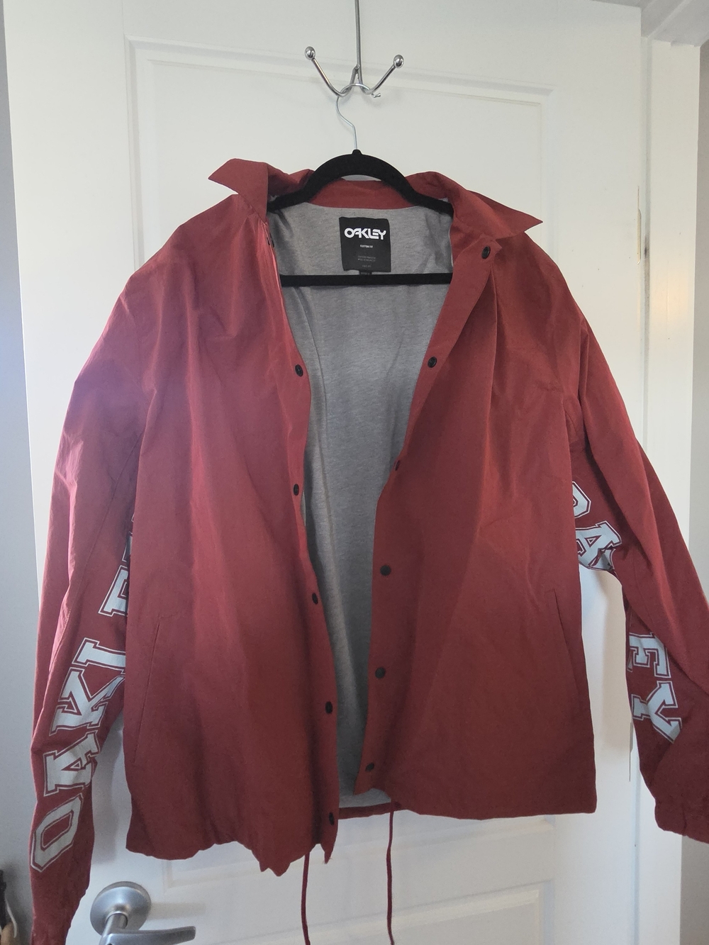 Oakley Red Windbreaker Jacket with Sleeve Logo